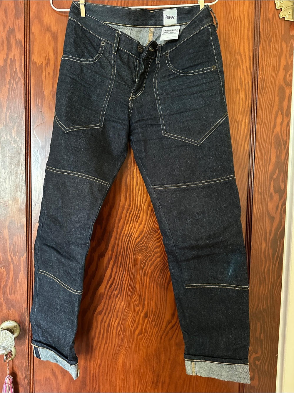 Women's Boot Cut Dark Indigo Work Dungaree Denim with Contrast Stitching